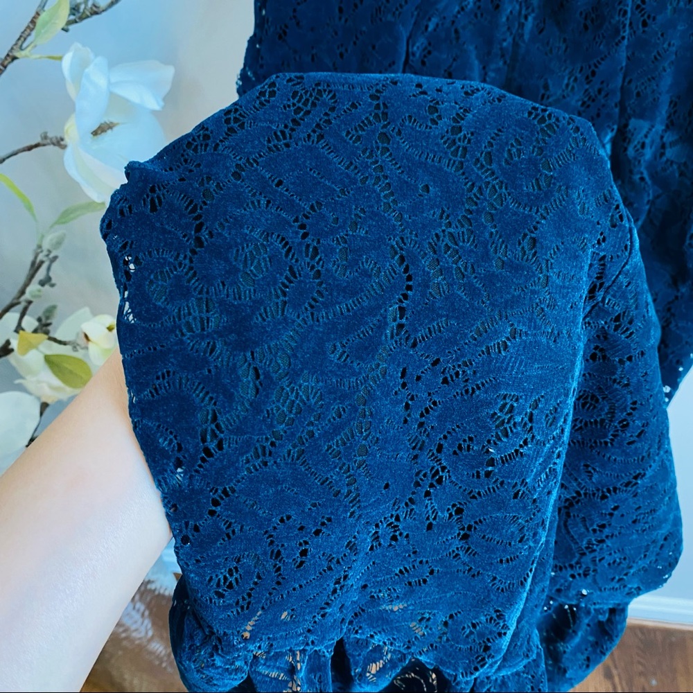Hope & Ivy velvet lace ruffles midi dress - Picture 7 of 10